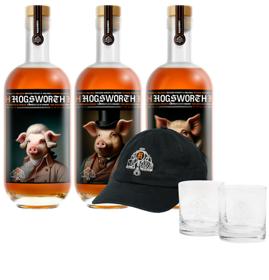 Hogsworth 3 x 750ml - Historic Pigures + Hat and Glass Bundle